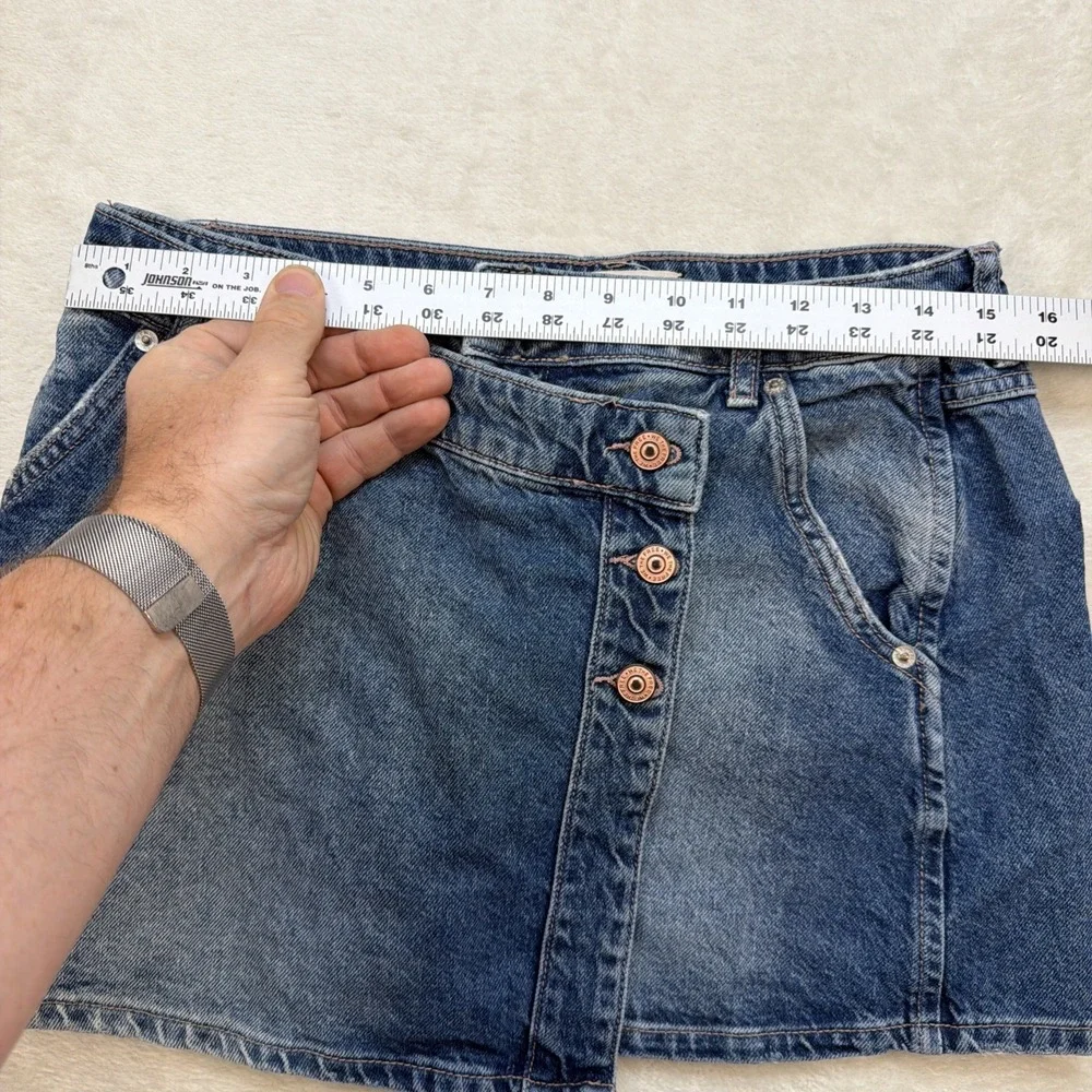 Free People We The Free Denim Mini Skirt‎ Women's 29 Button Front Y2K Boho